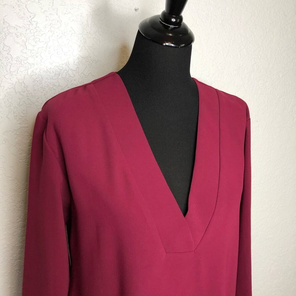 Amanda Uprichard maroon wine v neck shift dress size Medium - Picture 2 of 12